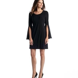 MSK Black Long Sleeve Shift Dress with Flutter Sleeves Size:M